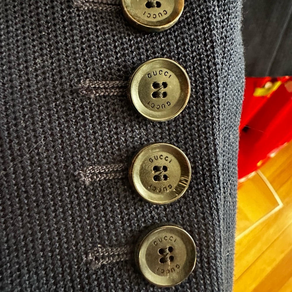 Gucci Navy Double-Breasted Blazer | Gold Logo Buttons | IT 38 - Picture 9 of 14